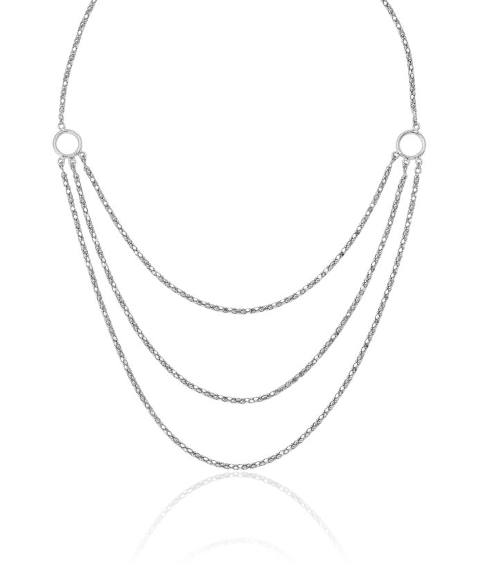 925 Sterling Silver 3 Layering Chain Necklace