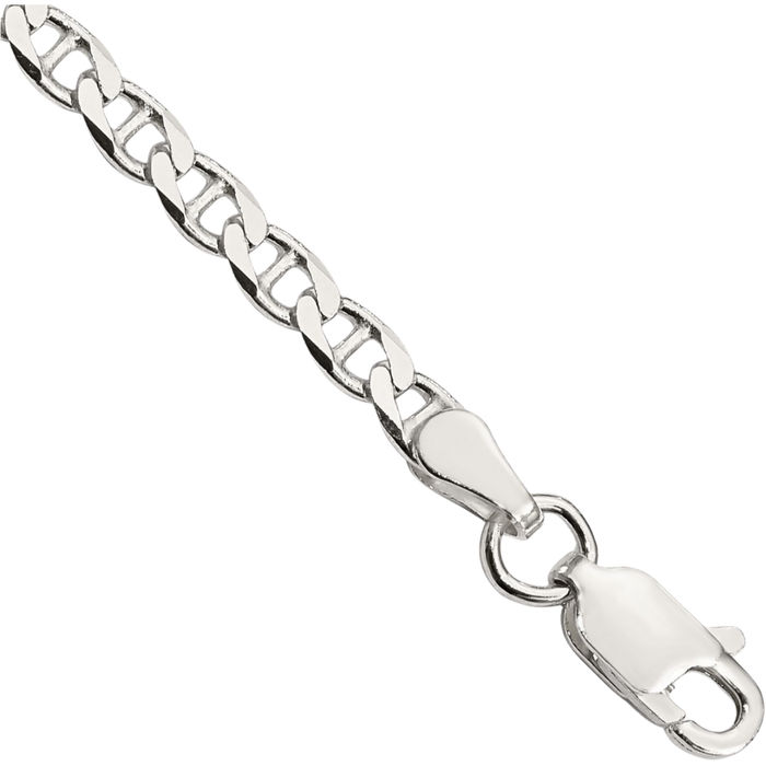 925 Sterling Silver 3.15mm Anchor Mariner Curb Link Chain Bracelet