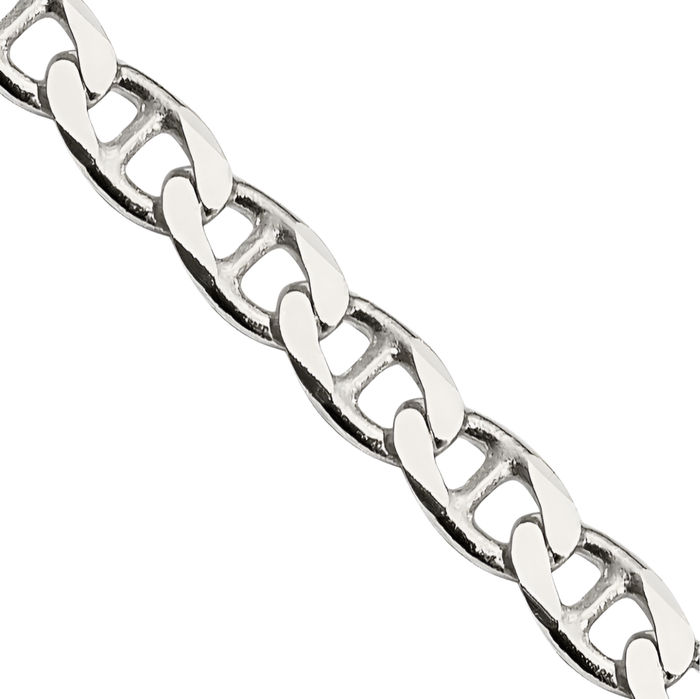 925 Sterling Silver 3.15mm Anchor Mariner Curb Link Chain Necklace