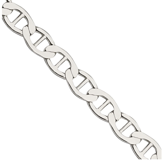 925 Sterling Silver 3.1mm Anchor Mariner Link Chain Necklace