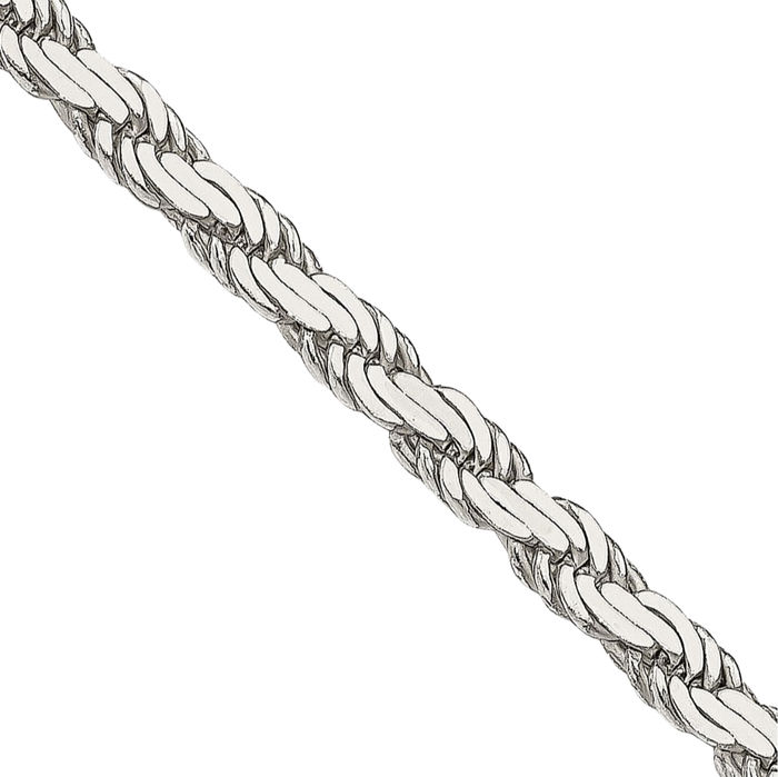 925 Sterling Silver 3.1mm Rope Chain Twisted Link Necklace