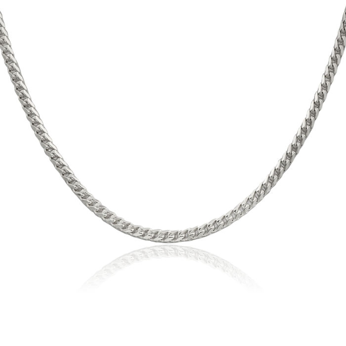 925 Sterling Silver 3.1mm Square Franco Link Chain Necklace