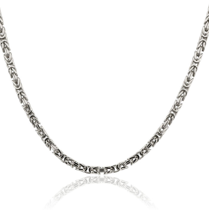 925 Sterling Silver 3.25mm Byzantine Link Chain Necklace