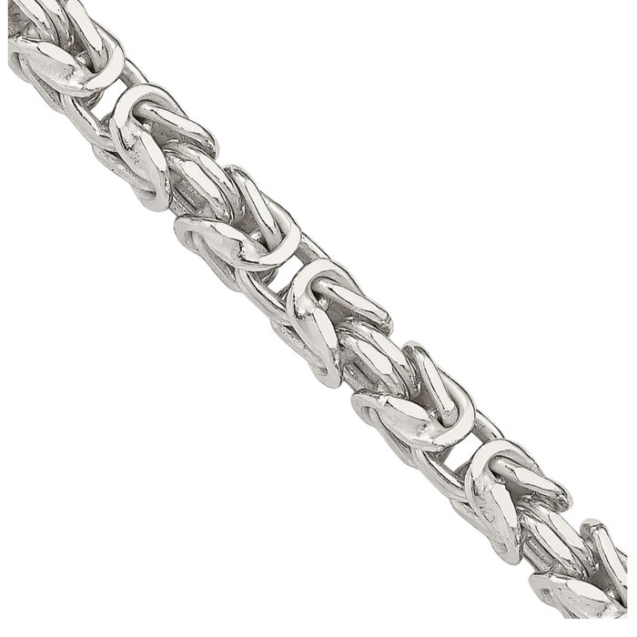 925 Sterling Silver 3.25mm Byzantine Link Chain Necklace