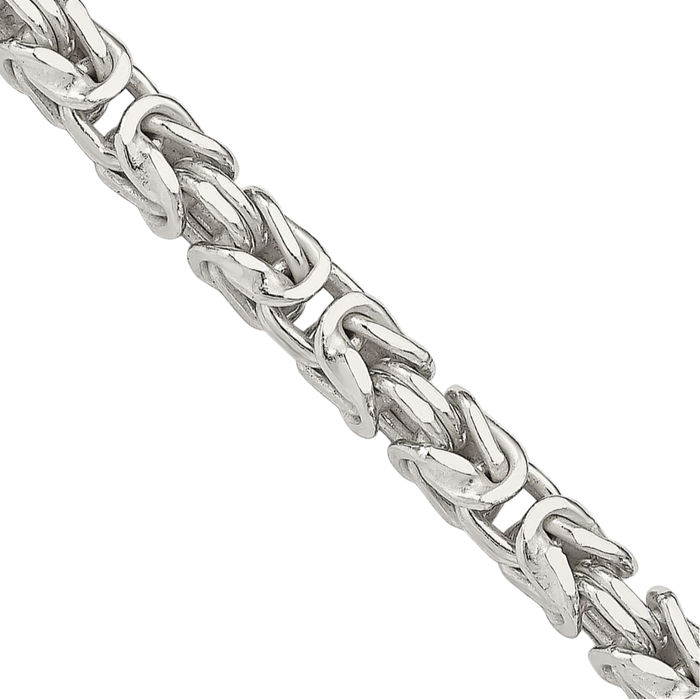 925 Sterling Silver 3.25mm Byzantine Link Chain Necklace