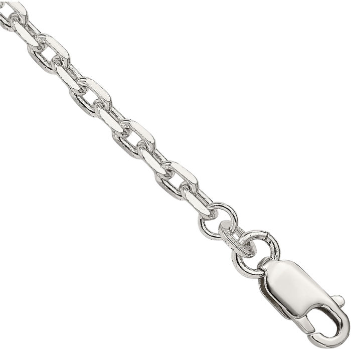 925 Sterling Silver 3.25mm Oval Cable Rolo Link Chain Bracelet