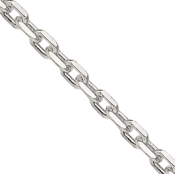 925 Sterling Silver 3.25mm Oval Cable Rolo Link Chain Belcher Necklace