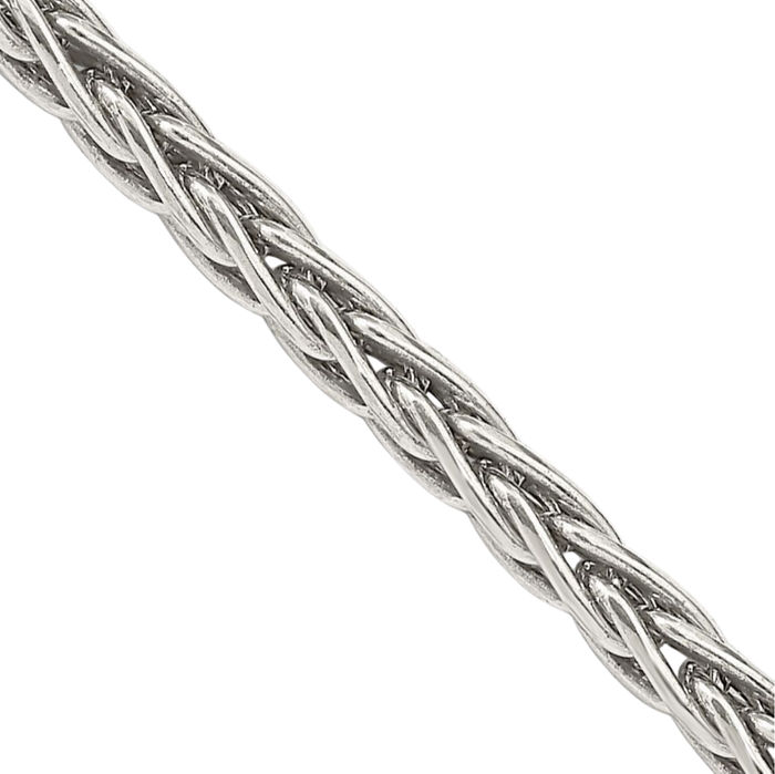 925 Sterling Silver Vintage 3.25mm Square Spiga Wheat Link Chain Necklace