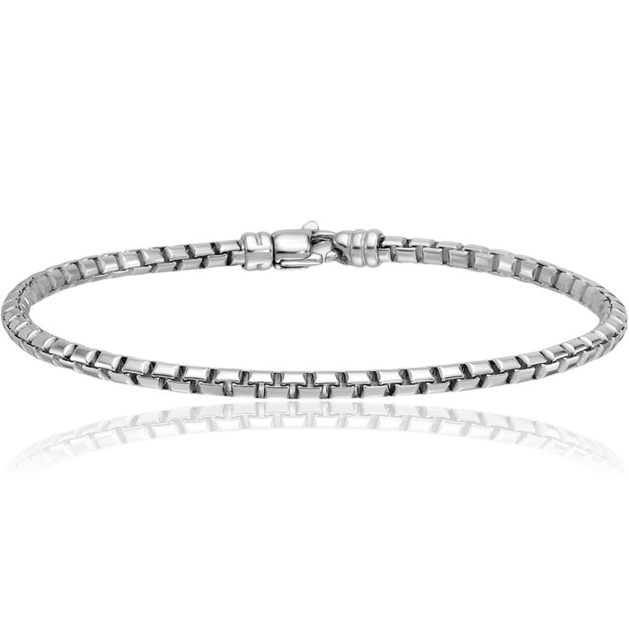 925 Sterling Silver 3.2mm Box Link Chain Bracelet