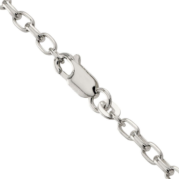 925 Sterling Silver 3.2mm Oval Cable Rolo Link Chain Belcher Necklace