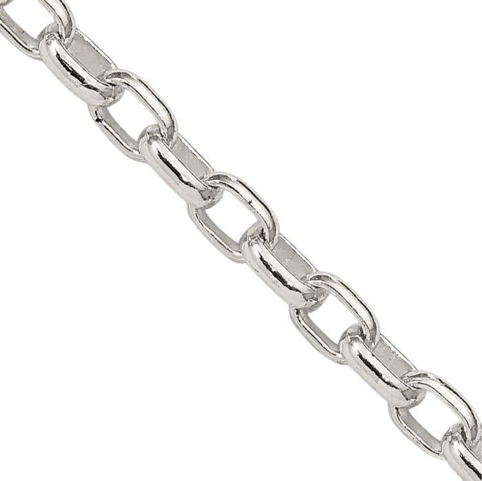 925 Sterling Silver 3.2mm Oval Cable Rolo Link Chain Belcher Necklace