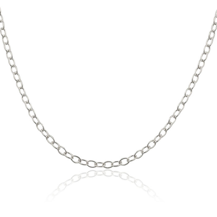 925 Sterling Silver 3.4mm Oval Cable Rolo Link Chain Belcher Necklace