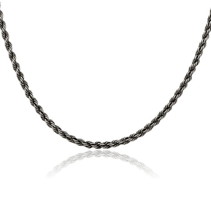 925 Sterling Silver 3.4mm Rope Chain Twisted Link Necklace