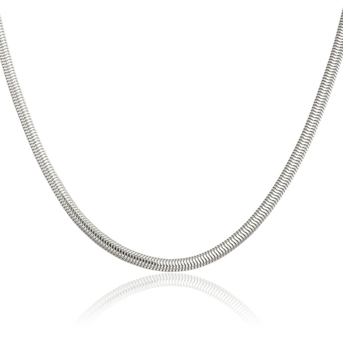 925 Sterling Silver 3.5mm 6 Sided Oval Cubetto Omega Snake Chain Herringbone Necklace