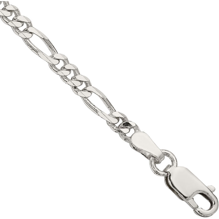 925 Sterling Silver 3.5mm Figaro Link Chain Bracelet