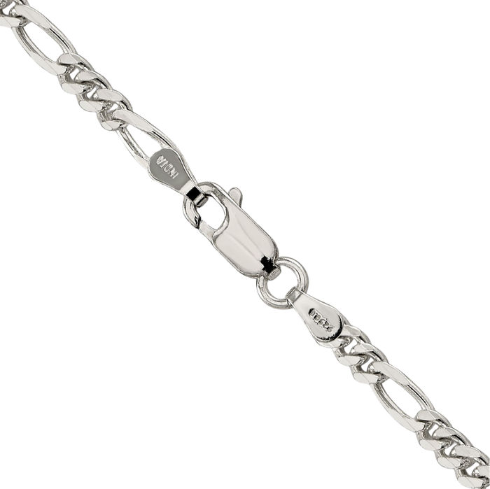 925 Sterling Silver 3.5mm Figaro Link Chain Necklace