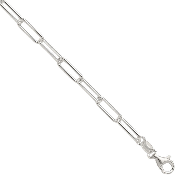 925 Sterling Silver 3.5mm Paperclip Cable Rolo Link Chain Bracelet