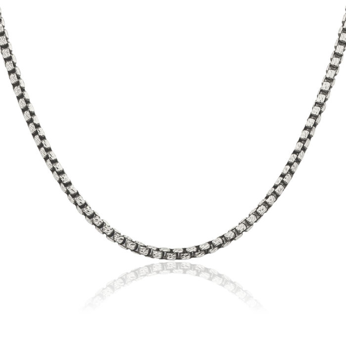 925 Sterling Silver Vintage 3.5mm Round Box Link Chain Necklace