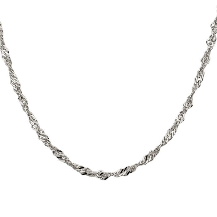 925 Sterling Silver 3.5mm Singapore Chain Necklace