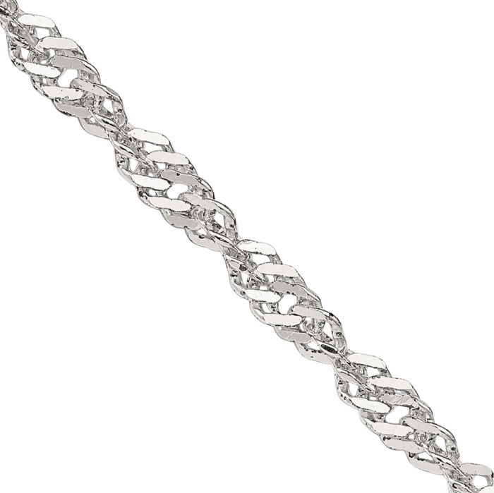 925 Sterling Silver 3.5mm Singapore Chain Necklace