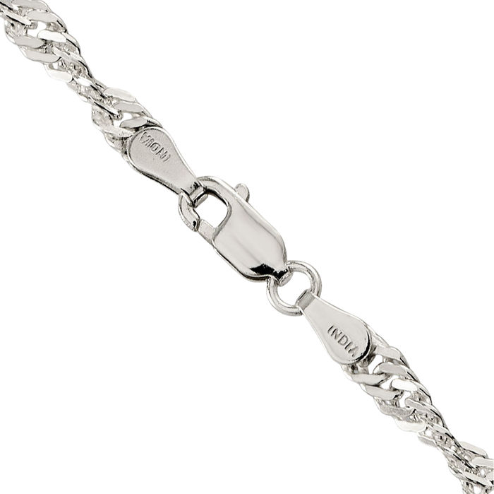 925 Sterling Silver 3.5mm Singapore Chain Necklace