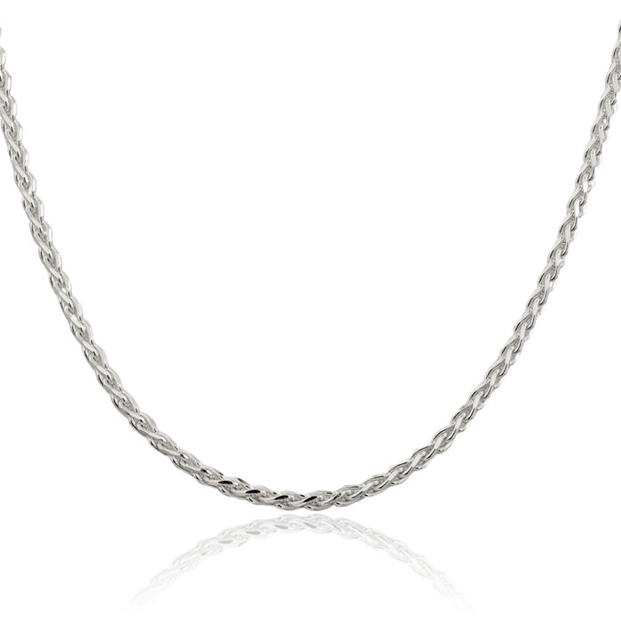 925 Sterling Silver 3.5mm Spiga Wheat Link Chain Necklace