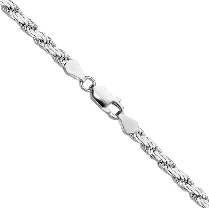 925 Sterling Silver 3.65mm Rope Chain Twisted Link Necklace