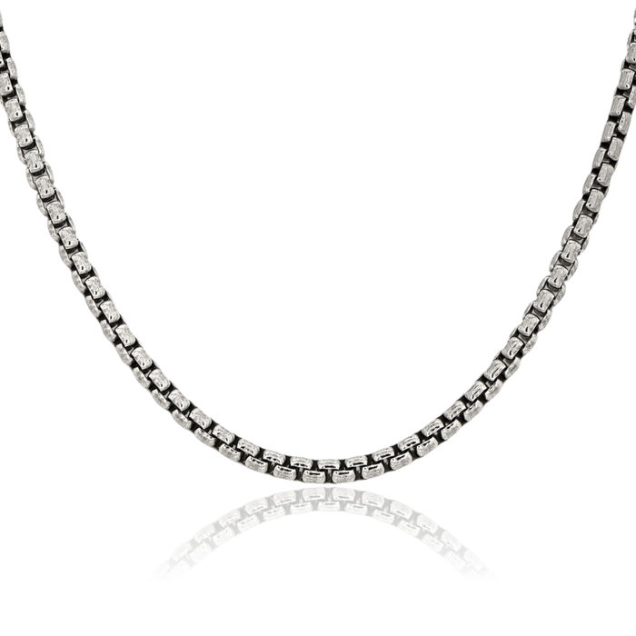 925 Sterling Silver Vintage 3.6mm Round Box Link Chain Necklace