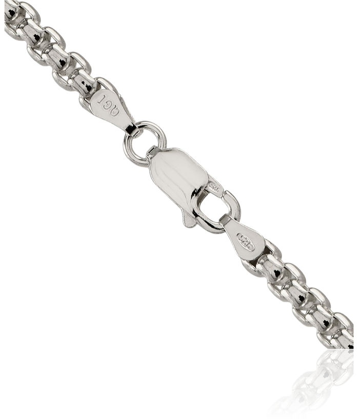 925 Sterling Silver 3.6mm Round Box Link Chain Necklace