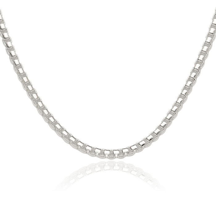 925 Sterling Silver 3.6mm Round Box Link Chain Necklace