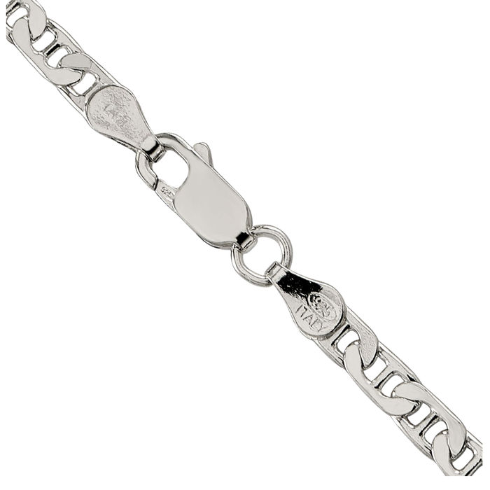 925 Sterling Silver 3.75mm Anchor Mariner Link Chain Necklace