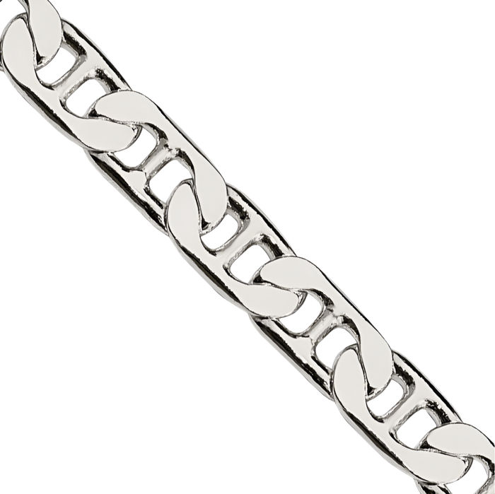 925 Sterling Silver 3.75mm Anchor Mariner Link Chain Necklace