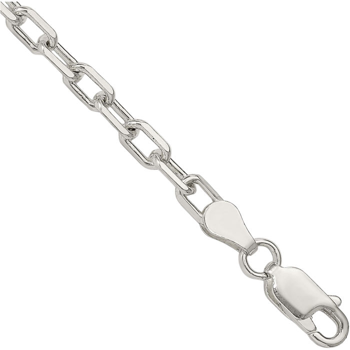 925 Sterling Silver 3.75mm Long Cable Rolo Link Chain Bracelet