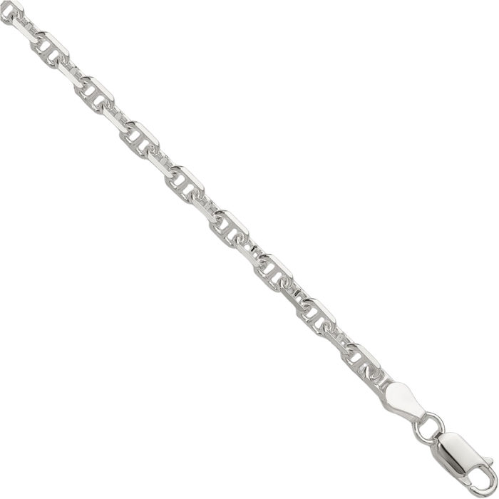 925 Sterling Silver 3.75mm Anchor Mariner Link Chain Bracelet