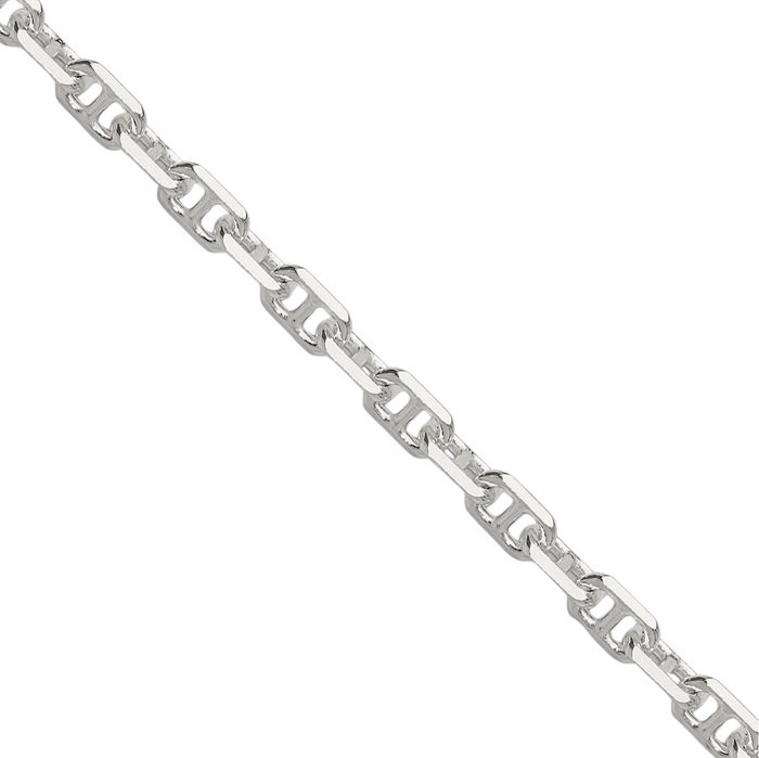 925 Sterling Silver 3.75mm Anchor Mariner Link Chain Necklace