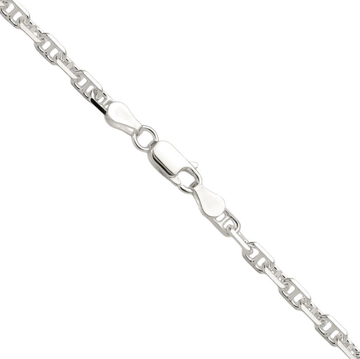 925 Sterling Silver 3.75mm Anchor Mariner Link Chain Necklace