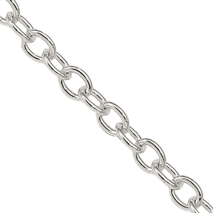 925 Sterling Silver 3.75mm Oval Cable Rolo Link Chain Belcher Necklace