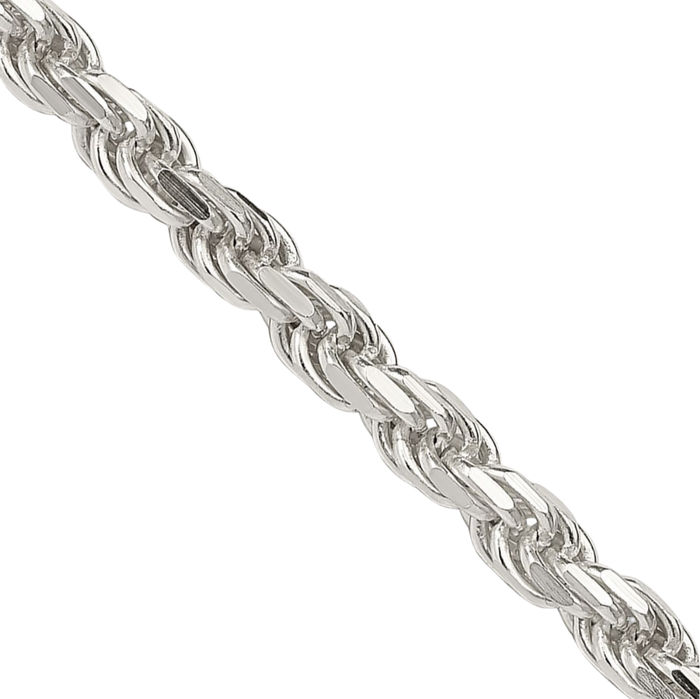 925 Sterling Silver 3.75mm Rope Chain Twisted Link Necklace