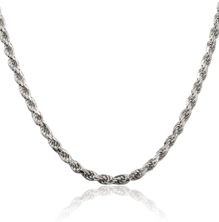 925 Sterling Silver 3.75mm Rope Chain Twisted Link Necklace