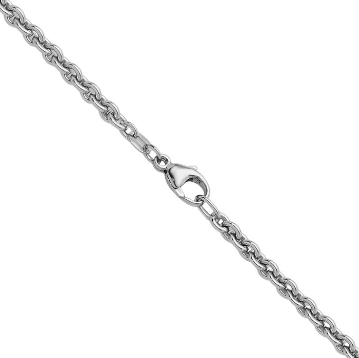 925 Sterling Silver 3.8mm Cable Rolo Link Chain Belcher Necklace