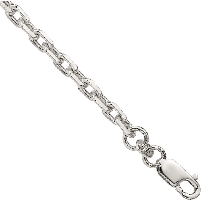 925 Sterling Silver 3.95mm Oval Cable Rolo Link Chain Bracelet