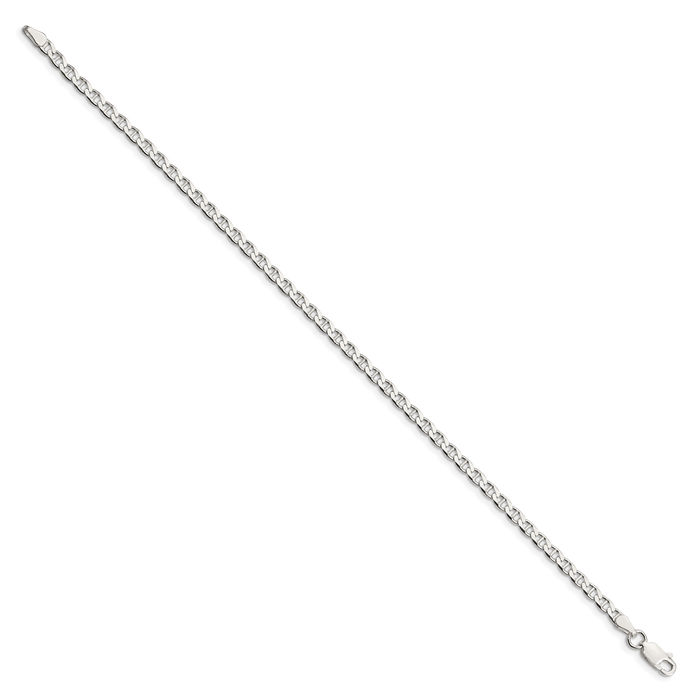 925 Sterling Silver 3.15mm Anchor Mariner Curb Link Chain Bracelet