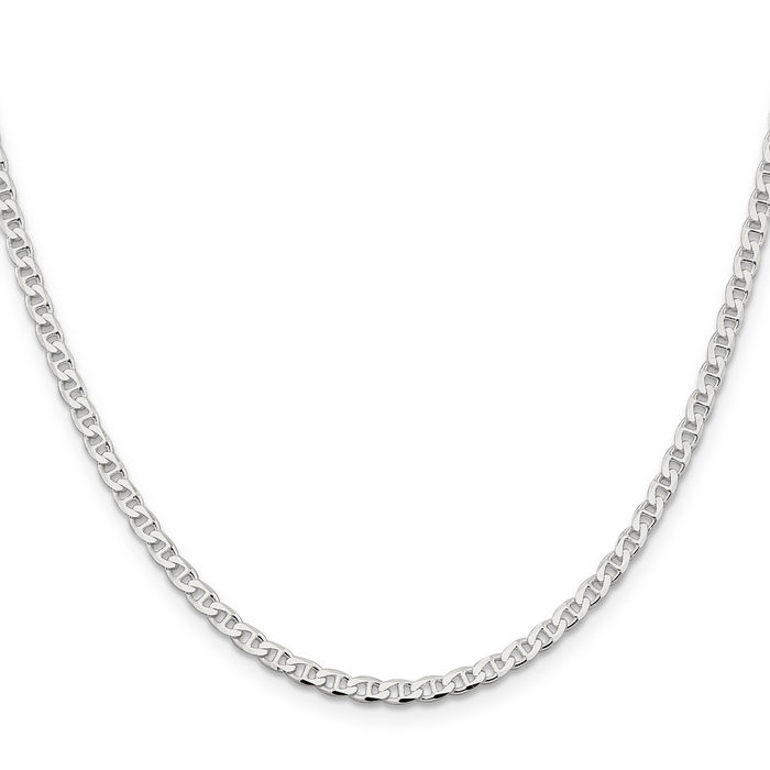 925 Sterling Silver 3.15mm Anchor Mariner Curb Link Chain Necklace