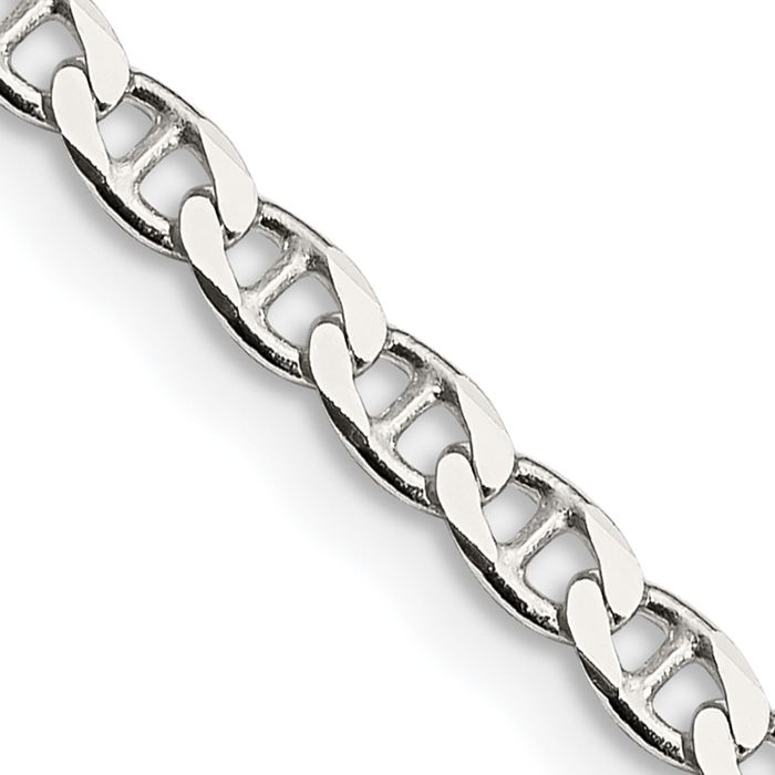 925 Sterling Silver 3.15mm Anchor Mariner Curb Link Chain Necklace