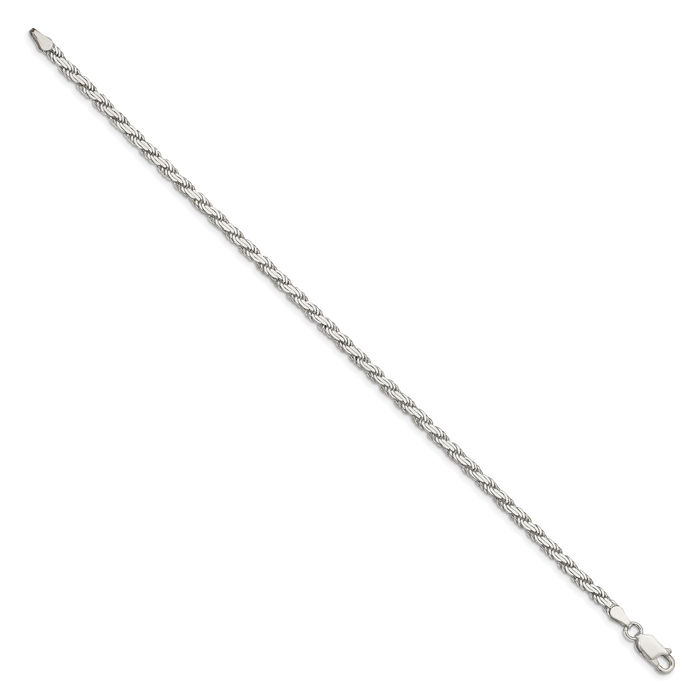 925 Sterling Silver 3.1mm Rope Chain Bracelet