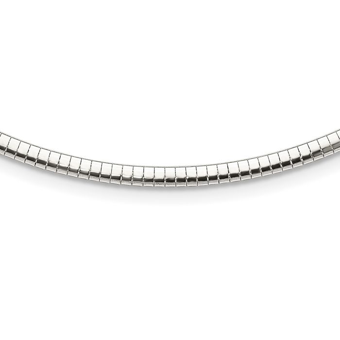 925 Sterling Silver 3.25mm Cubetto Omega Snake Chain Herringbone Necklace