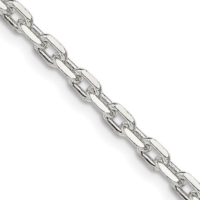 925 Sterling Silver 3.25mm Oval Cable Rolo Link Chain Belcher Necklace