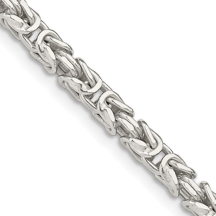 925 Sterling Silver 3.25mm Byzantine Link Chain Necklace