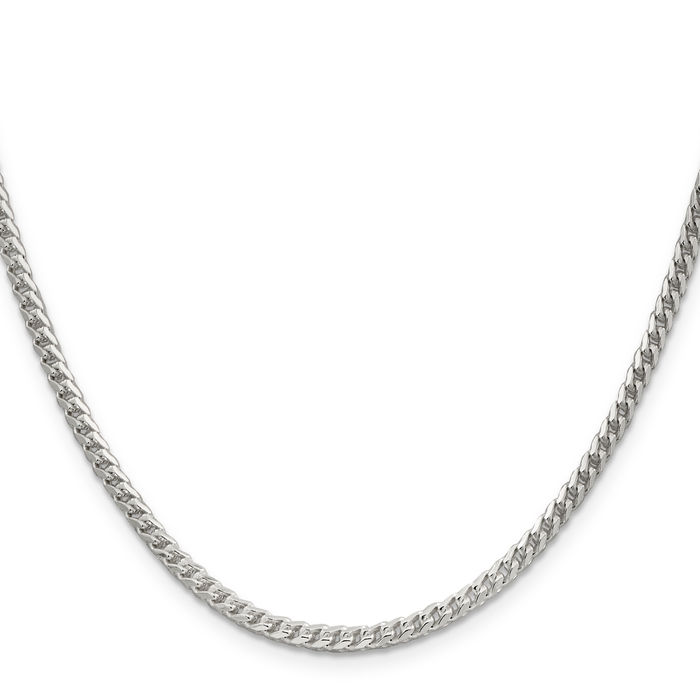 925 Sterling Silver 3.1mm Square Franco Link Chain Necklace