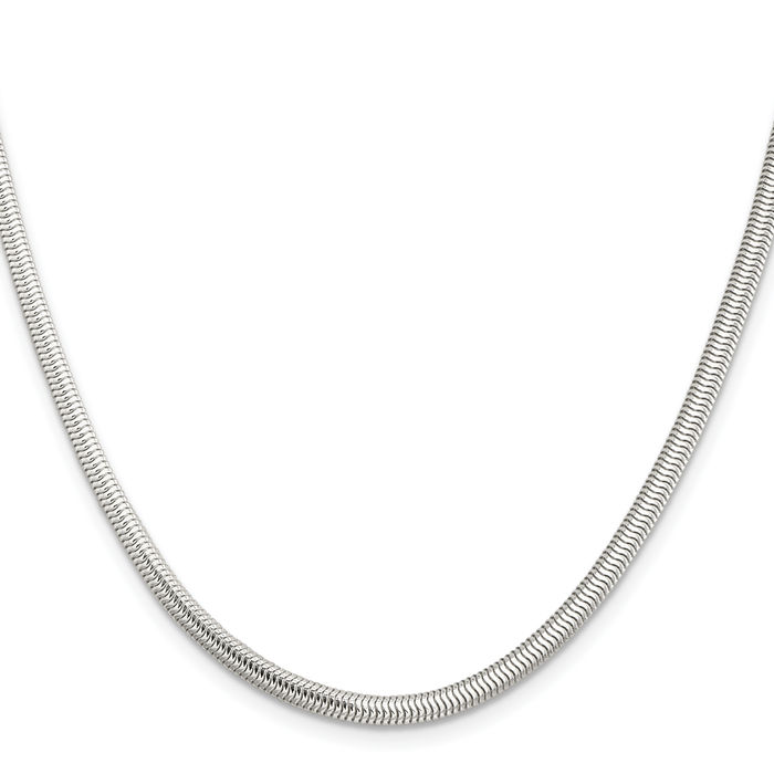 925 Sterling Silver 3.5mm 6 Sided Oval Cubetto Omega Snake Chain Herringbone Necklace